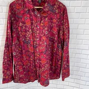 Ralph Lauren Red Floral Print Cotton Shirt Sz 3X